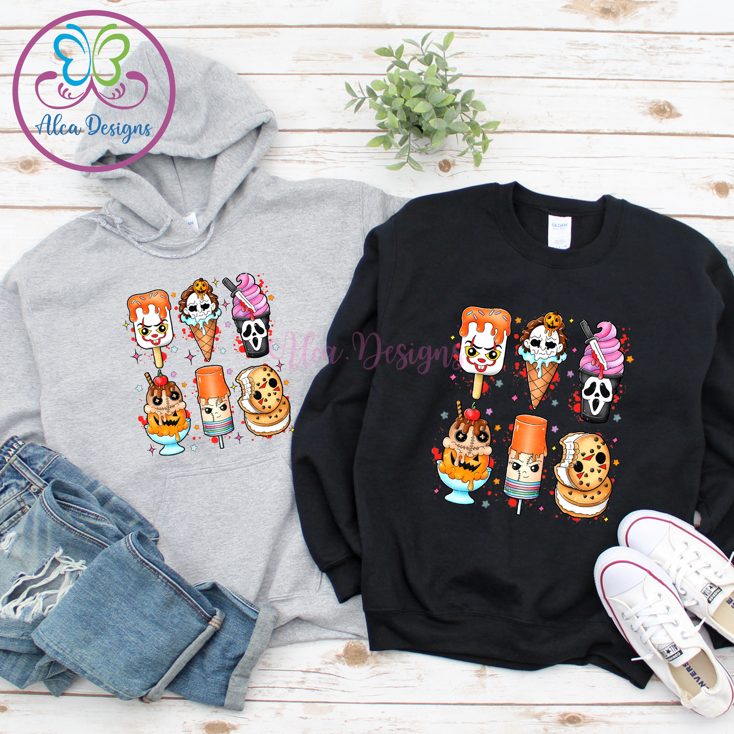 Summer Halloween Ice Cream Horror Hoodie/Crewneck